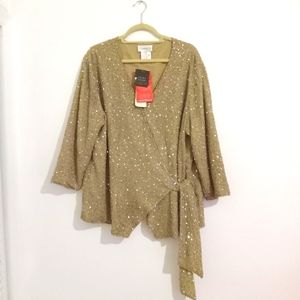 Chadwicks Shimmering Gold Wrap Blouse